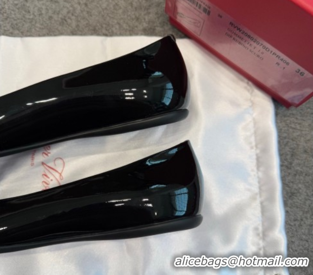 Grade Roger Vivier Trompette Ballerinas in Patent Leather with Buckle Black 1030069