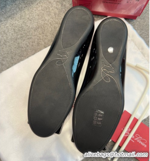 Grade Roger Vivier Trompette Ballerinas in Patent Leather with Buckle Black 1030069