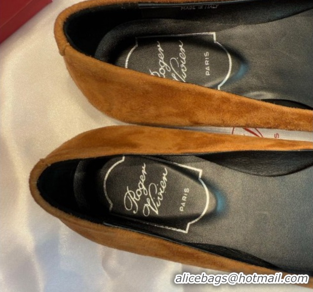 Unique Style Roger Vivier Trompette Ballerinas in Suede with Buckle Camel 1030071