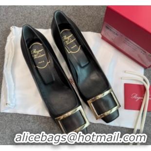 Good Looking Roger Vivier Trompette Pumps 4.5cm in Calf Leather with Buckle Black 1030074