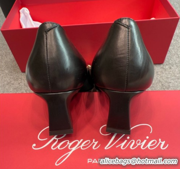 Good Looking Roger Vivier Trompette Pumps 4.5cm in Calf Leather with Buckle Black 1030074