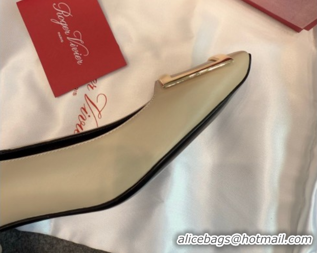 Luxury Cheap Roger Vivier Trompette Pumps 4.5cm in Calf Leather with Buckle Grey 1030076