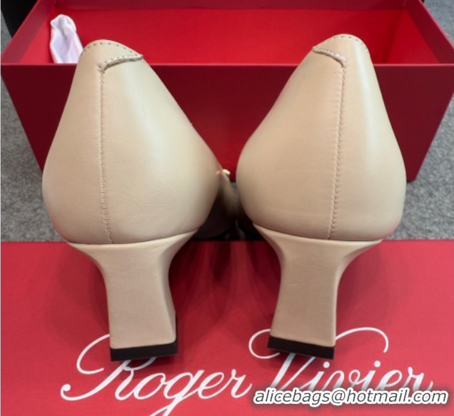 Luxury Cheap Roger Vivier Trompette Pumps 4.5cm in Calf Leather with Buckle Grey 1030076