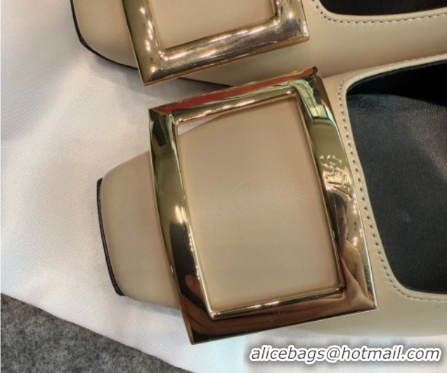 Luxury Cheap Roger Vivier Trompette Pumps 4.5cm in Calf Leather with Buckle Grey 1030076