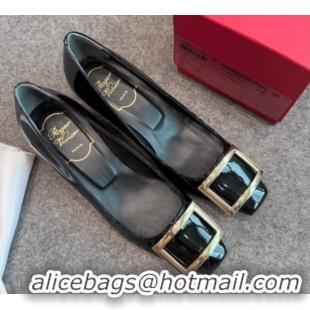 Best Product Roger Vivier Trompette Pumps 4.5cm in Patent Leather with Buckle Black/Gold 1030078