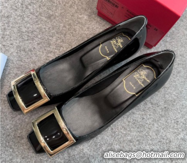 Best Product Roger Vivier Trompette Pumps 4.5cm in Patent Leather with Buckle Black/Gold 1030078