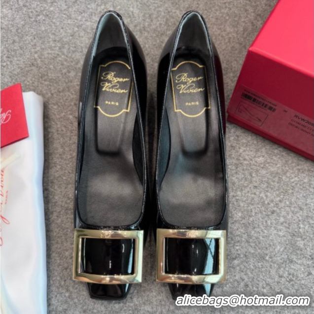 Best Product Roger Vivier Trompette Pumps 4.5cm in Patent Leather with Buckle Black/Gold 1030078