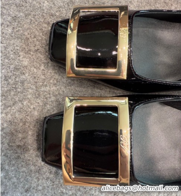 Best Product Roger Vivier Trompette Pumps 4.5cm in Patent Leather with Buckle Black/Gold 1030078