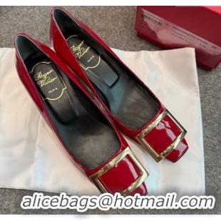 Charming Roger Vivier Trompette Pumps 4.5cm in Patent Leather with Buckle Red 1030079