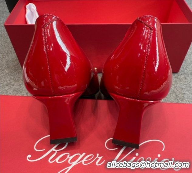 Charming Roger Vivier Trompette Pumps 4.5cm in Patent Leather with Buckle Red 1030079