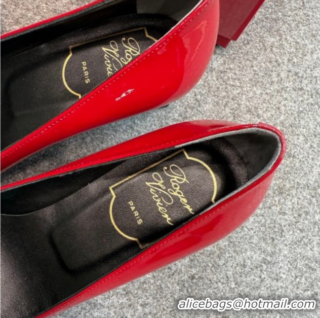 Charming Roger Vivier Trompette Pumps 4.5cm in Patent Leather with Buckle Red 1030079