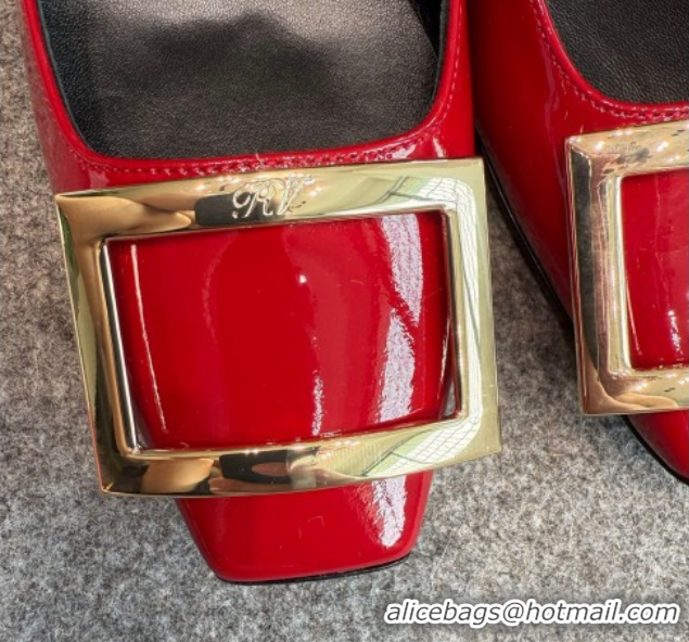 Charming Roger Vivier Trompette Pumps 4.5cm in Patent Leather with Buckle Red 1030079
