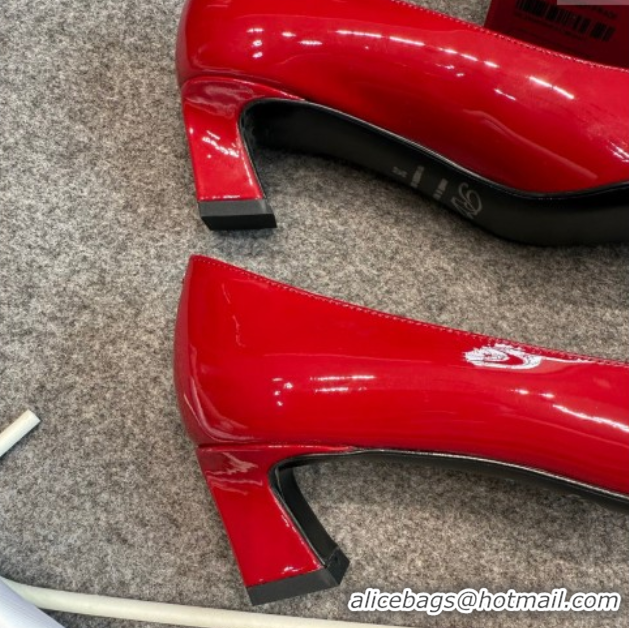 Charming Roger Vivier Trompette Pumps 4.5cm in Patent Leather with Buckle Red 1030079