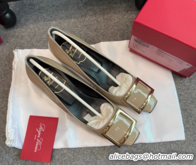 Pretty Style Roger Vivier Trompette Pumps 4.5cm in Patent Leather with Buckle Grey 1030080