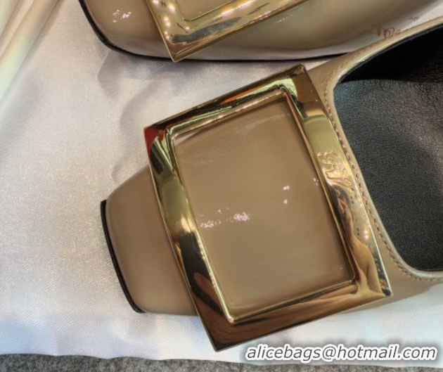 Pretty Style Roger Vivier Trompette Pumps 4.5cm in Patent Leather with Buckle Grey 1030080