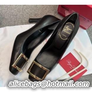 Shop Duplicate Roger Vivier Trompette Pumps 7cm in Calf Leather with Buckle Black 1030081