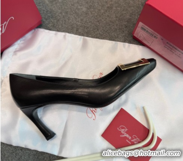 Shop Duplicate Roger Vivier Trompette Pumps 7cm in Calf Leather with Buckle Black 1030081