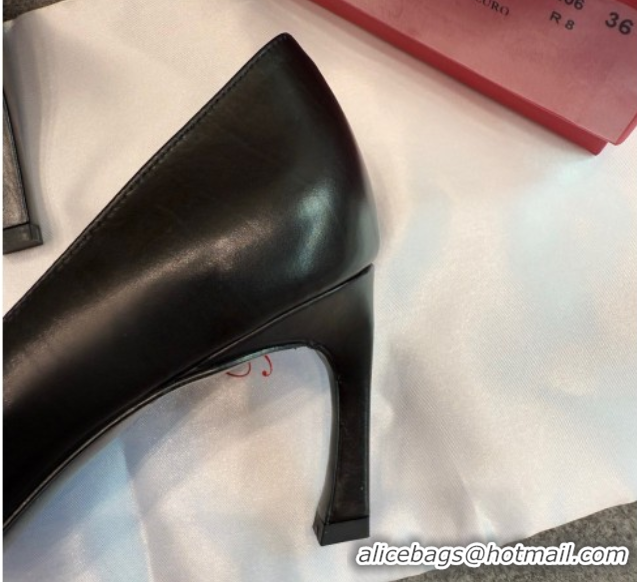 Shop Duplicate Roger Vivier Trompette Pumps 7cm in Calf Leather with Buckle Black 1030081