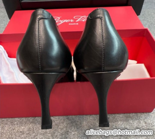Shop Duplicate Roger Vivier Trompette Pumps 7cm in Calf Leather with Buckle Black 1030081