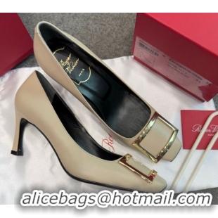 Durable Roger Vivier Trompette Pumps 7cm in Calf Leather with Buckle Grey 1030083