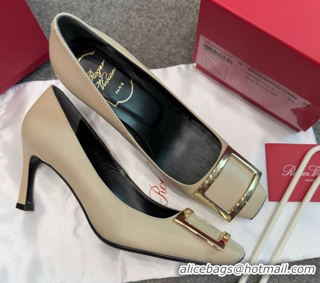 Durable Roger Vivier Trompette Pumps 7cm in Calf Leather with Buckle Grey 1030083