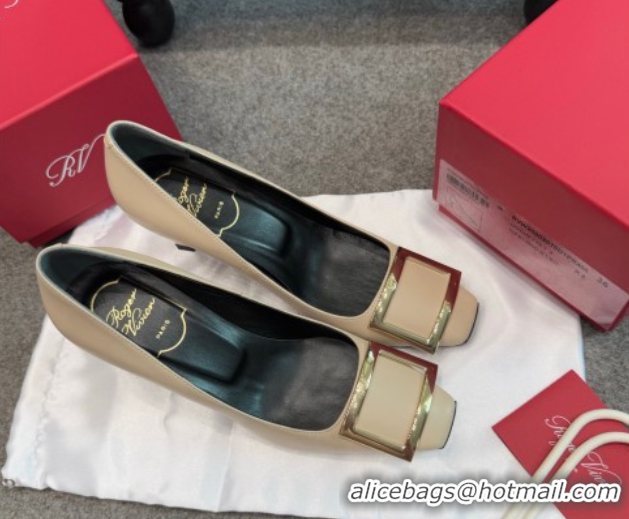 Durable Roger Vivier Trompette Pumps 7cm in Calf Leather with Buckle Grey 1030083