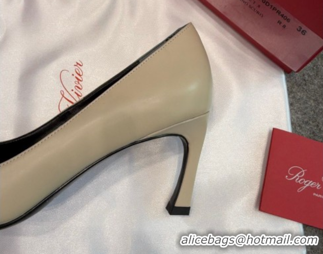 Durable Roger Vivier Trompette Pumps 7cm in Calf Leather with Buckle Grey 1030083