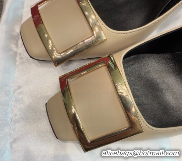 Durable Roger Vivier Trompette Pumps 7cm in Calf Leather with Buckle Grey 1030083