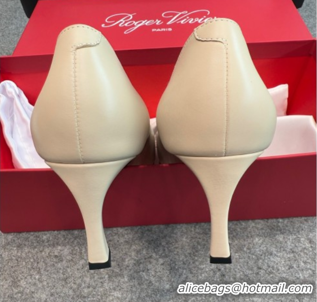 Durable Roger Vivier Trompette Pumps 7cm in Calf Leather with Buckle Grey 1030083