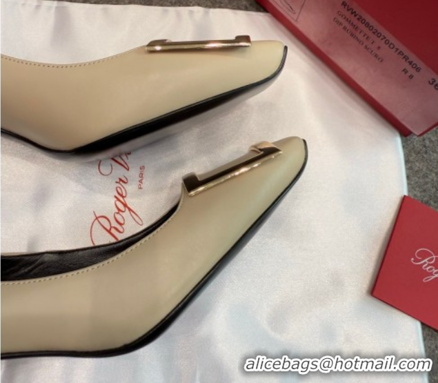 Durable Roger Vivier Trompette Pumps 7cm in Calf Leather with Buckle Grey 1030083