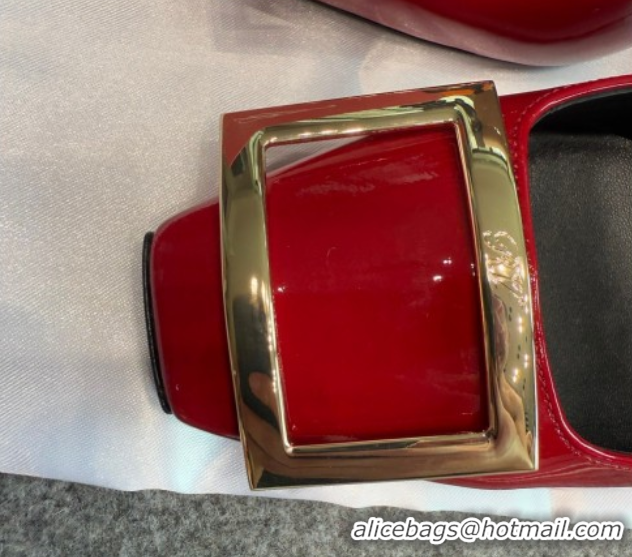 Luxury Discount Roger Vivier Trompette Pumps 7cm in Patent Leather with Buckle Red 1030084