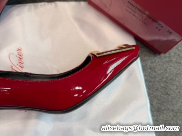 Luxury Discount Roger Vivier Trompette Pumps 7cm in Patent Leather with Buckle Red 1030084