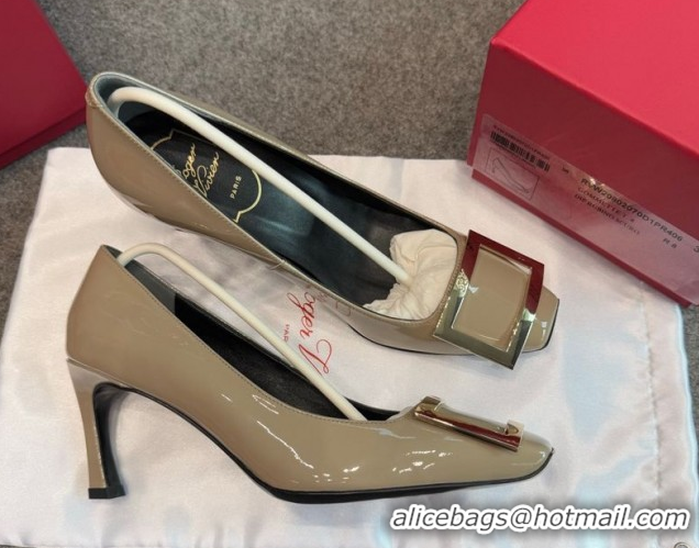 Good Product Roger Vivier Trompette Pumps 7cm in Patent Leather with Buckle Grey 1030085