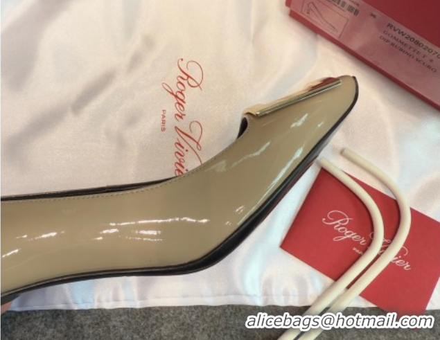 Good Product Roger Vivier Trompette Pumps 7cm in Patent Leather with Buckle Grey 1030085