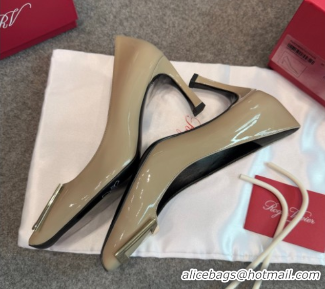 Good Product Roger Vivier Trompette Pumps 7cm in Patent Leather with Buckle Grey 1030085