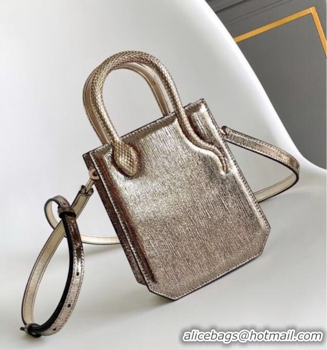 Best Price Bvlgari Serpentine Mini Tote bag in Metallic Leather 82026 Gold 2024