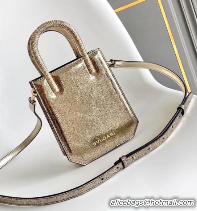 Best Price Bvlgari Serpentine Mini Tote bag in Metallic Leather 82026 Gold 2024