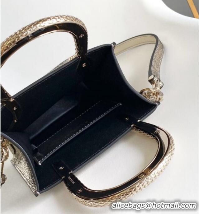 Best Price Bvlgari Serpentine Mini Tote bag in Metallic Leather 82026 Gold 2024