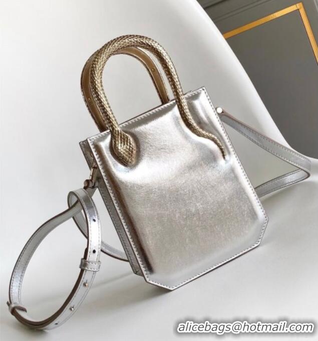 Promotional Bvlgari Serpentine Mini Tote bag in Metallic Leather 82026 Silver 2024