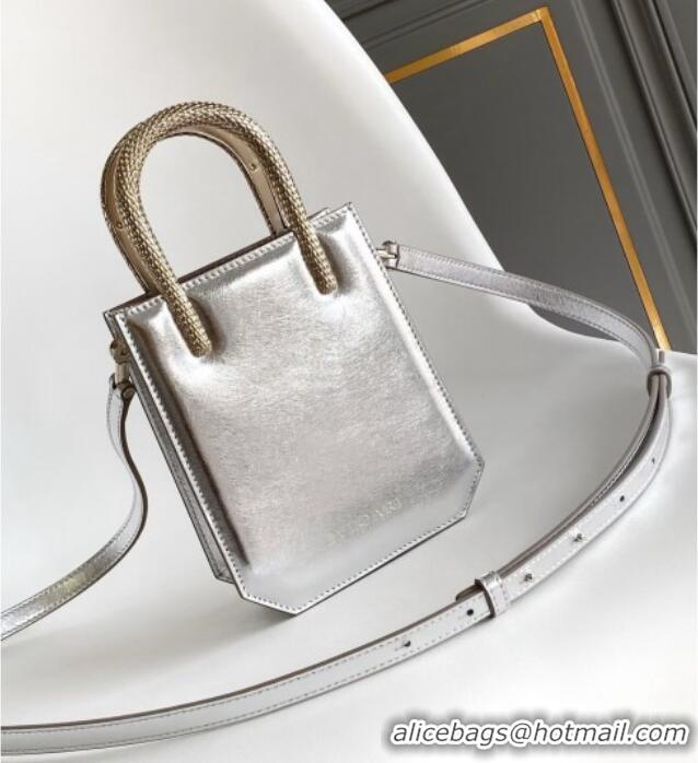 Promotional Bvlgari Serpentine Mini Tote bag in Metallic Leather 82026 Silver 2024