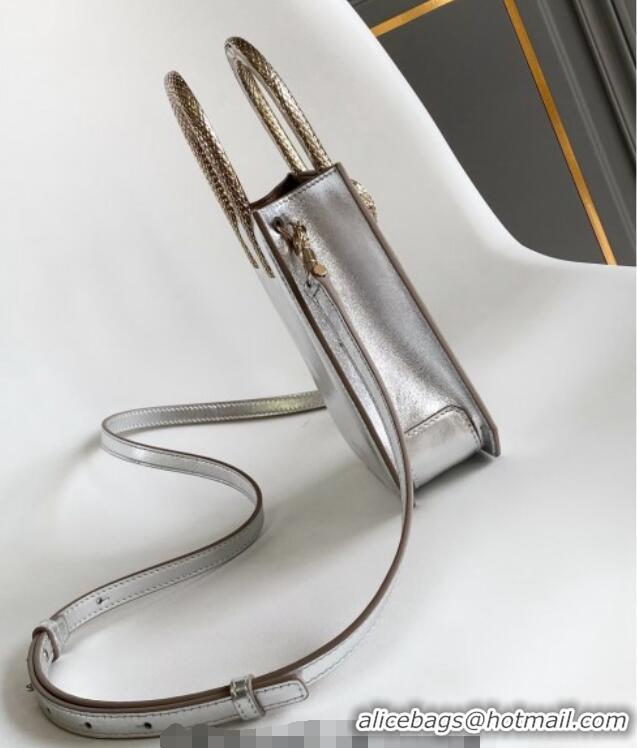 Promotional Bvlgari Serpentine Mini Tote bag in Metallic Leather 82026 Silver 2024