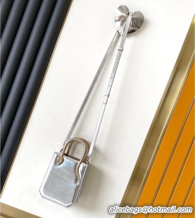 Promotional Bvlgari Serpentine Mini Tote bag in Metallic Leather 82026 Silver 2024