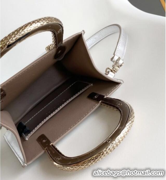 Promotional Bvlgari Serpentine Mini Tote bag in Metallic Leather 82026 Silver 2024