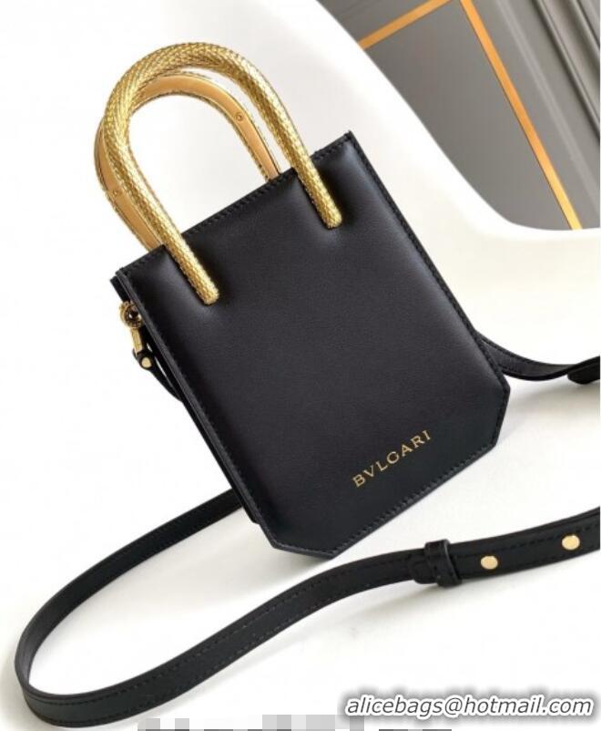 Top Quality Bvlgari Serpentine Mini Tote bag in Calf Leather 82026 Black 2024
