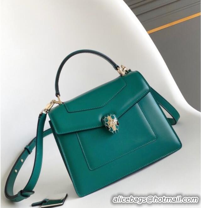 Top Quality Bvlgari Serpenti Forever Medium Top Handle bag in Calfskin 1030 Green 2024