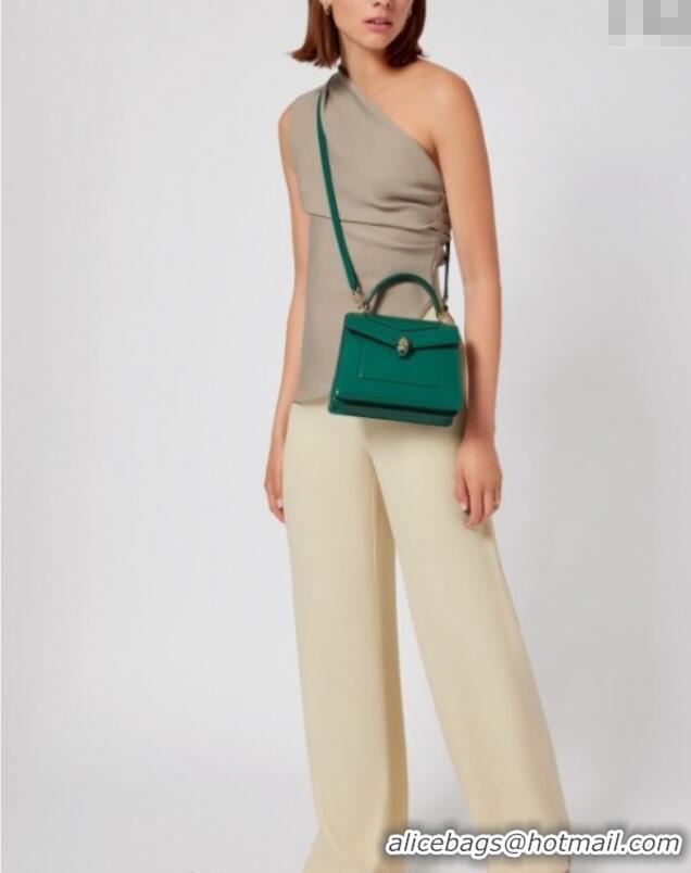 Top Quality Bvlgari Serpenti Forever Medium Top Handle bag in Calfskin 1030 Green 2024