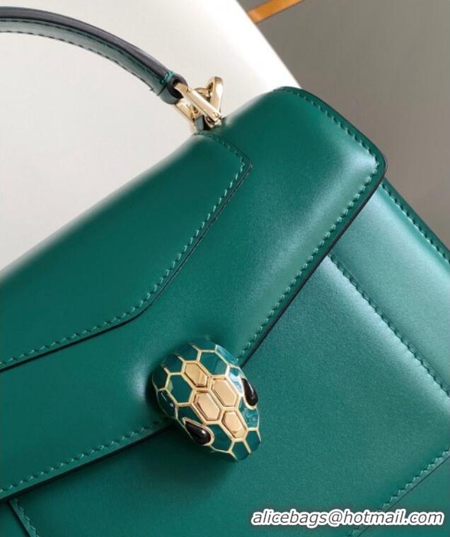 Top Quality Bvlgari Serpenti Forever Medium Top Handle bag in Calfskin 1030 Green 2024