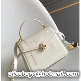 Luxury Cheap Bvlgari Serpenti Forever Medium Top Handle bag in Calfskin 1030 White 2024