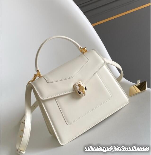 Luxury Cheap Bvlgari Serpenti Forever Medium Top Handle bag in Calfskin 1030 White 2024