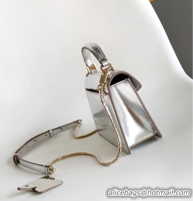 Unique Grade Bvlgari Serpenti Forever Mini Top Handle bag in Calfskin 1030 Silver 2024